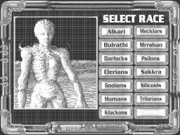 The Select Race screen