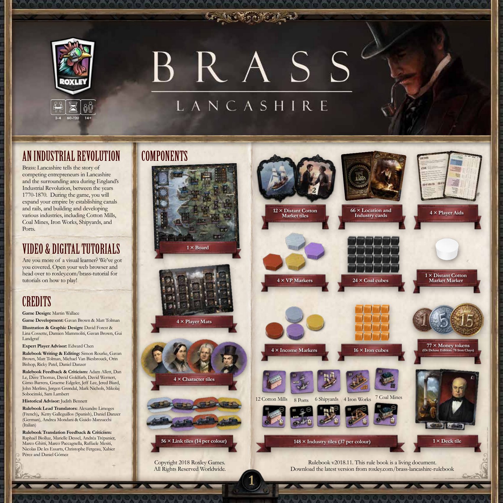 Rulebook page 1: Cover & Components